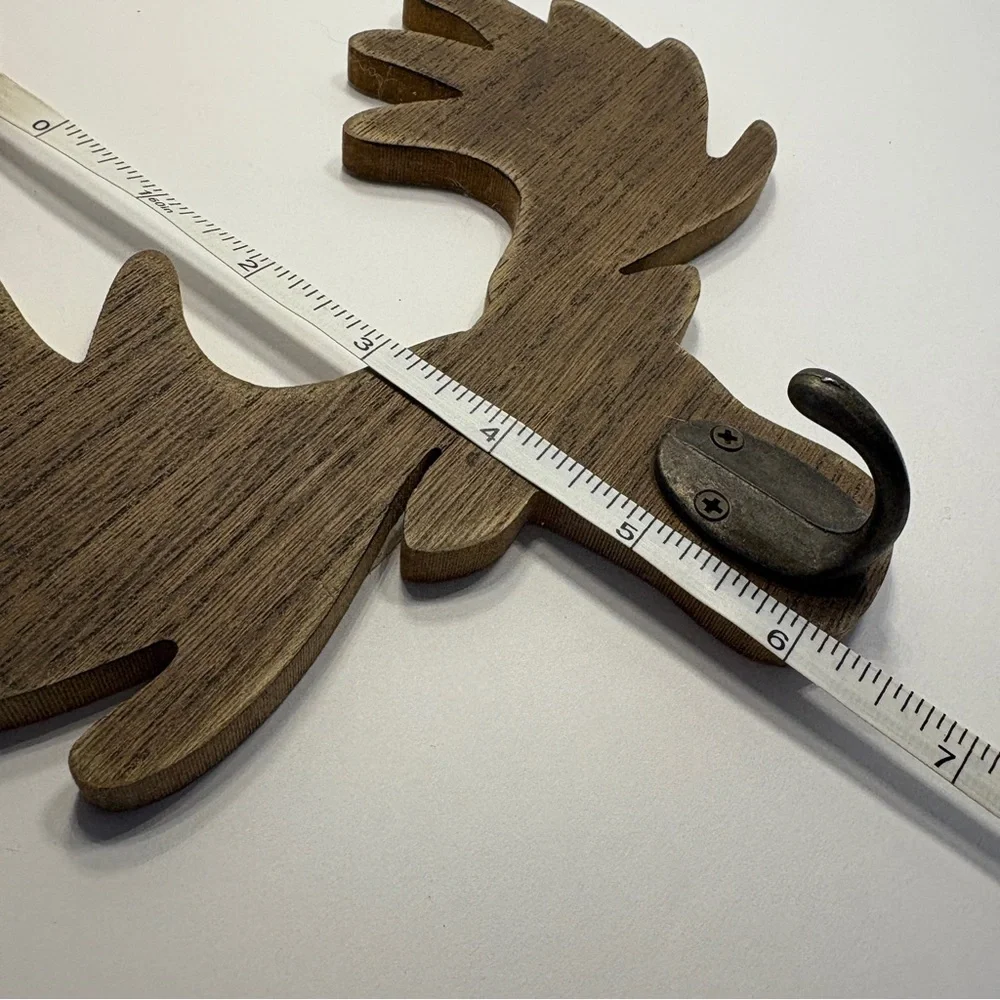 Moose antler wooden wall decor with hooks